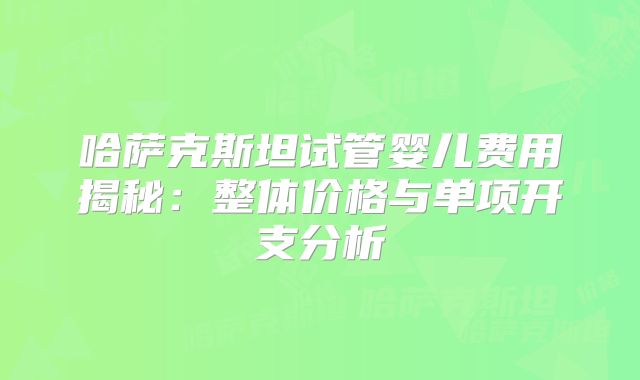 哈萨克斯坦试管婴儿费用揭秘：整体价格与单项开支分析
