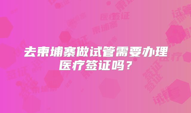 去柬埔寨做试管需要办理医疗签证吗？