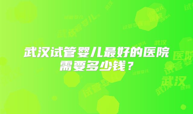 武汉试管婴儿最好的医院需要多少钱？