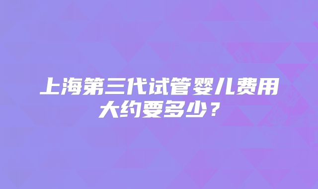 上海第三代试管婴儿费用大约要多少?