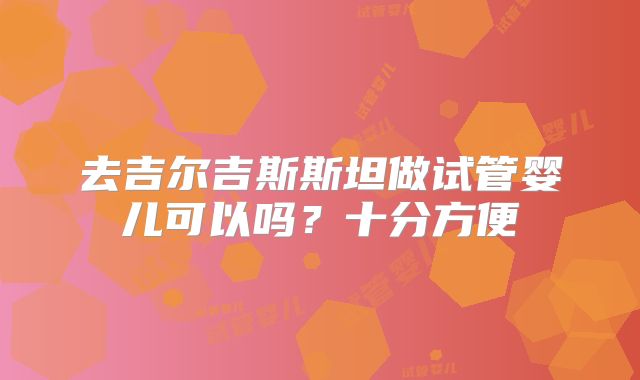 去吉尔吉斯斯坦做试管婴儿可以吗？十分方便
