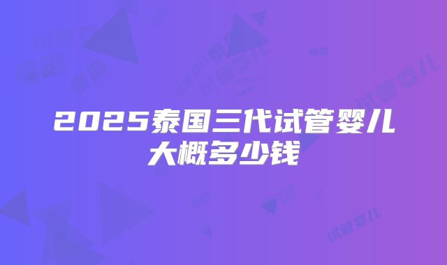 2025泰国三代试管婴儿大概多少钱