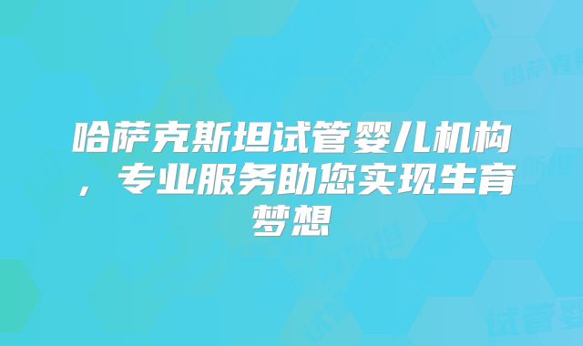 哈萨克斯坦试管婴儿机构，专业服务助您实现生育梦想