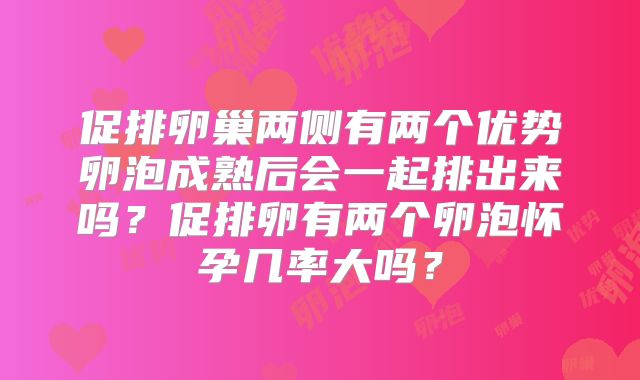 促排卵巢两侧有两个优势卵泡成熟后会一起排出来吗？促排卵有两个卵泡怀孕几率大吗？