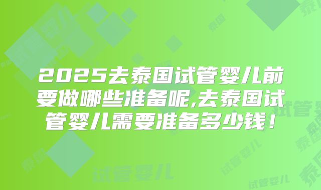 2025去泰国试管婴儿前要做哪些准备呢,去泰国试管婴儿需要准备多少钱!