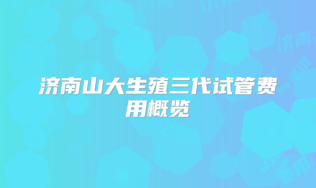 济南山大生殖三代试管费用概览