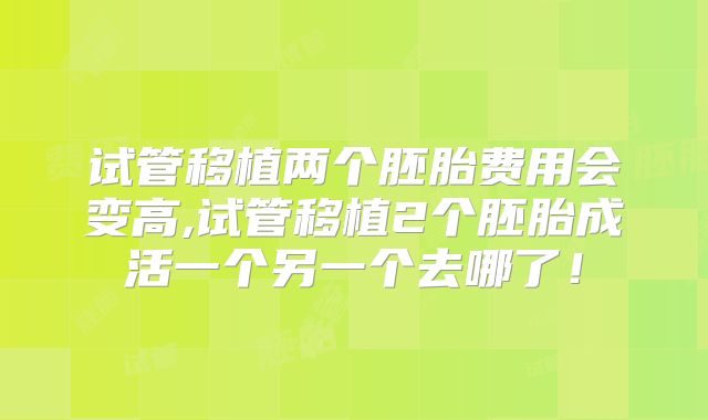 试管移植两个胚胎费用会变高,试管移植2个胚胎成活一个另一个去哪了！