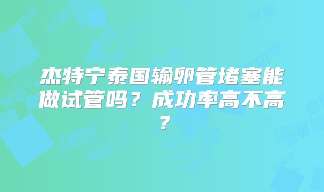 杰特宁泰国输卵管堵塞能做试管吗？成功率高不高？
