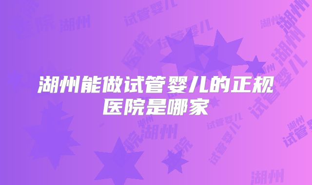 湖州能做试管婴儿的正规医院是哪家
