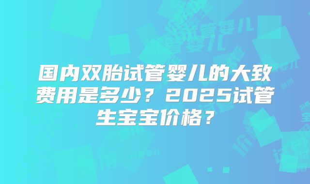 国内双胎试管婴儿的大致费用是多少？2025试管生宝宝价格？