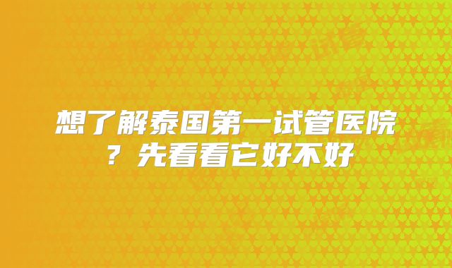 想了解泰国第一试管医院？先看看它好不好