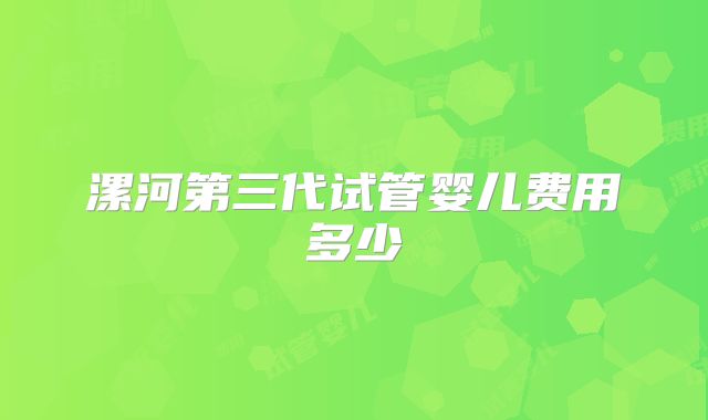漯河第三代试管婴儿费用多少