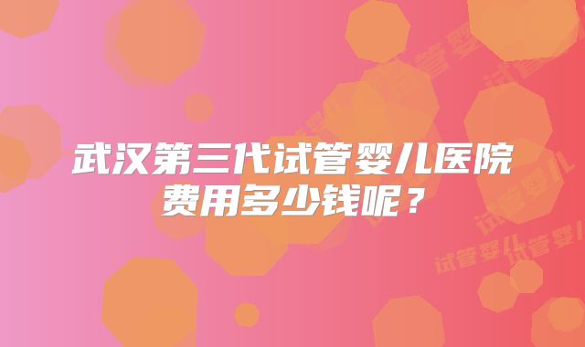 武汉第三代试管婴儿医院费用多少钱呢？