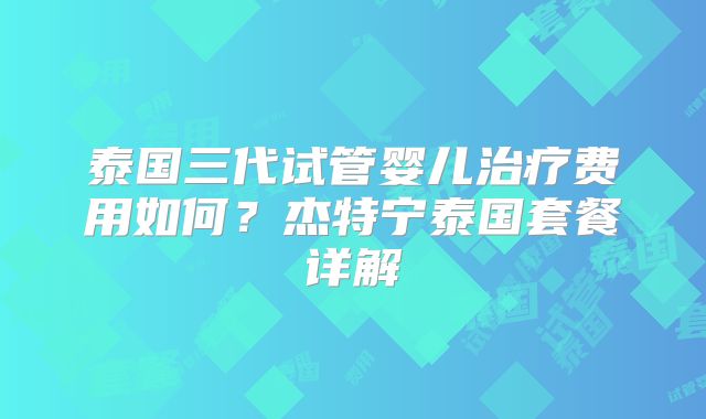 泰国三代试管婴儿治疗费用如何？杰特宁泰国套餐详解
