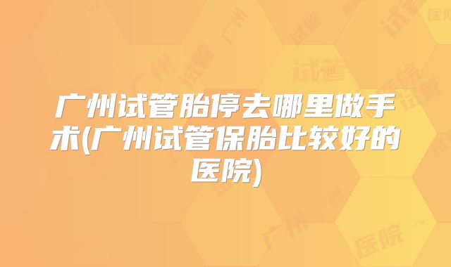 广州试管胎停去哪里做手术(广州试管保胎比较好的医院)