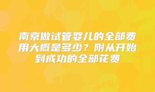 南京做试管婴儿的全部费用大概是多少？附从开始到成功的全部花费