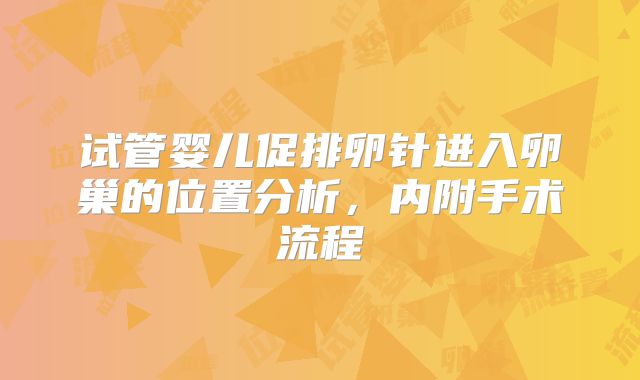 试管婴儿促排卵针进入卵巢的位置分析，内附手术流程