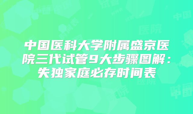 中国医科大学附属盛京医院三代试管9大步骤图解：失独家庭必存时间表