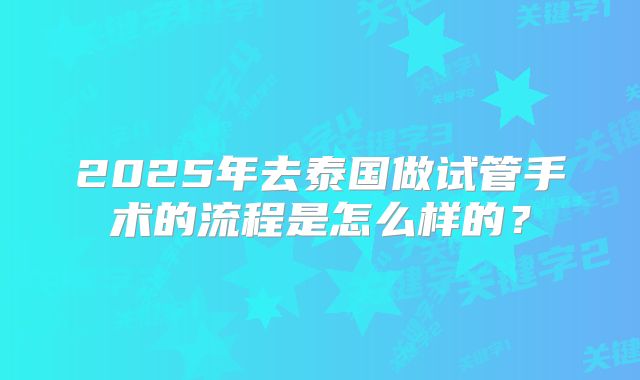2025年去泰国做试管手术的流程是怎么样的？