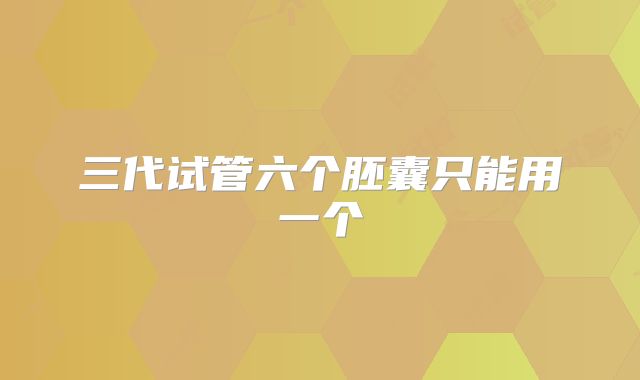 三代试管六个胚囊只能用一个