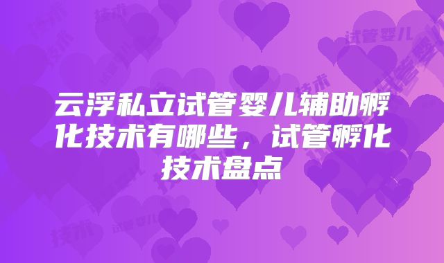 云浮私立试管婴儿辅助孵化技术有哪些，试管孵化技术盘点