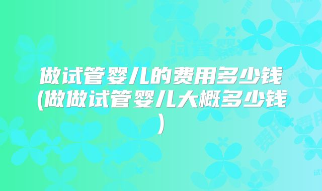 做试管婴儿的费用多少钱(做做试管婴儿大概多少钱)