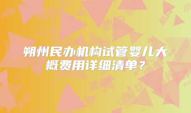朔州民办机构试管婴儿大概费用详细清单？