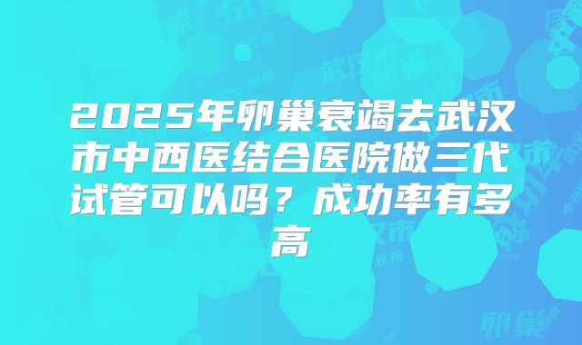 2025年卵巢衰竭去武汉市中西医结合医院做三代试管可以吗?成功率有多高