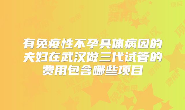 有免疫性不孕具体病因的夫妇在武汉做三代试管的费用包含哪些项目