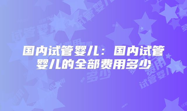 国内试管婴儿：国内试管婴儿的全部费用多少