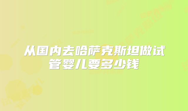 从国内去哈萨克斯坦做试管婴儿要多少钱