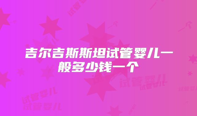 吉尔吉斯斯坦试管婴儿一般多少钱一个