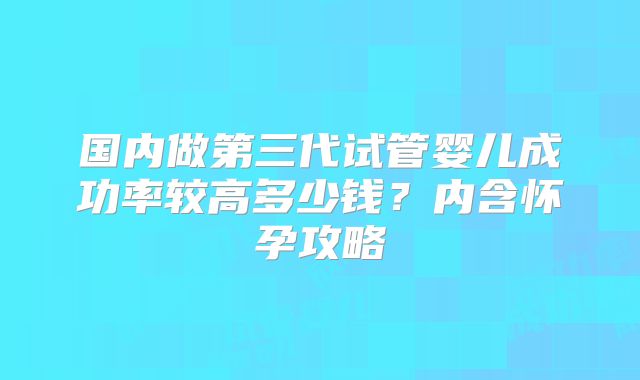 国内做第三代试管婴儿成功率较高多少钱？内含怀孕攻略