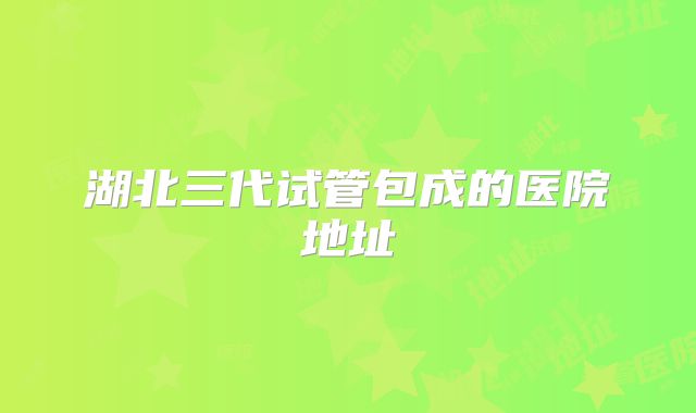 湖北三代试管包成的医院地址