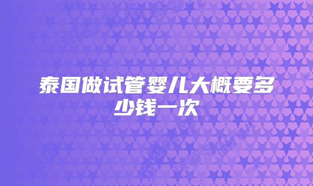 泰国做试管婴儿大概要多少钱一次