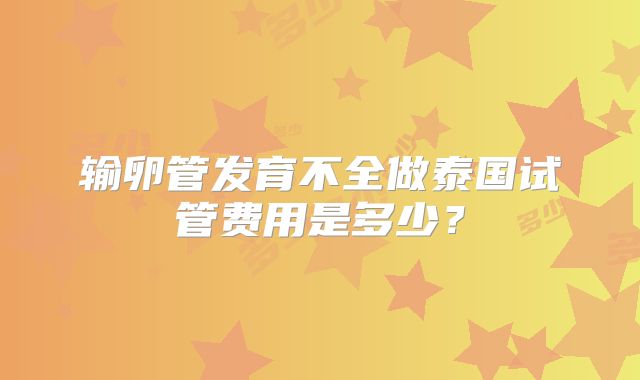 输卵管发育不全做泰国试管费用是多少?