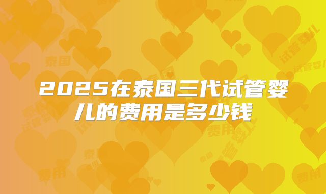 2025在泰国三代试管婴儿的费用是多少钱
