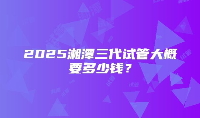 2025湘潭三代试管大概要多少钱？