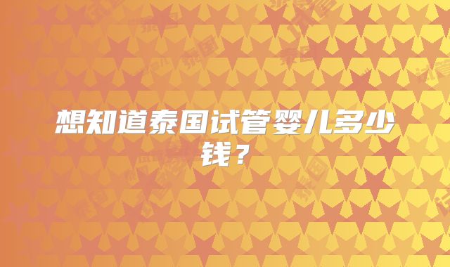 想知道泰国试管婴儿多少钱？