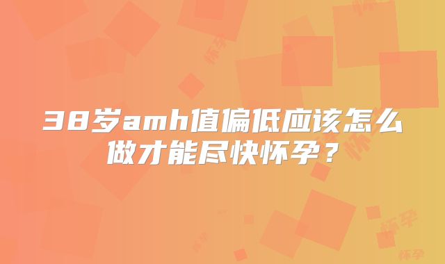 38岁amh值偏低应该怎么做才能尽快怀孕？