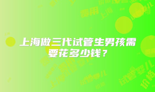 上海做三代试管生男孩需要花多少钱?