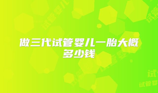 做三代试管婴儿一胎大概多少钱