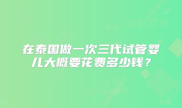 在泰国做一次三代试管婴儿大概要花费多少钱？