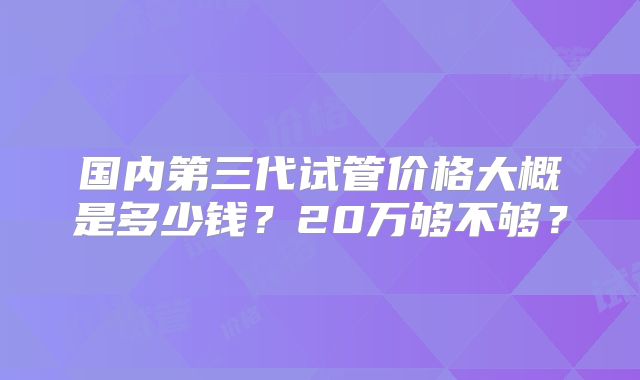 国内第三代试管价格大概是多少钱？20万够不够？