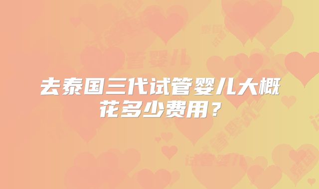 去泰国三代试管婴儿大概花多少费用?