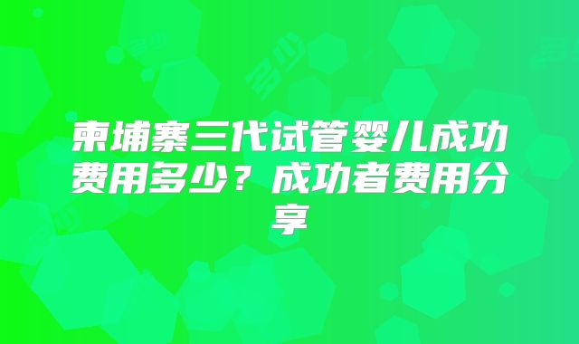 柬埔寨三代试管婴儿成功费用多少？成功者费用分享