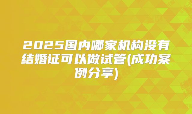 2025国内哪家机构没有结婚证可以做试管(成功案例分享)