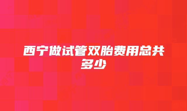 西宁做试管双胎费用总共多少