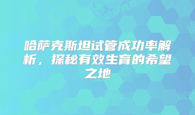 哈萨克斯坦试管成功率解析，探秘有效生育的希望之地