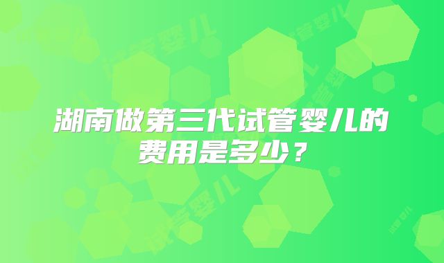 湖南做第三代试管婴儿的费用是多少？